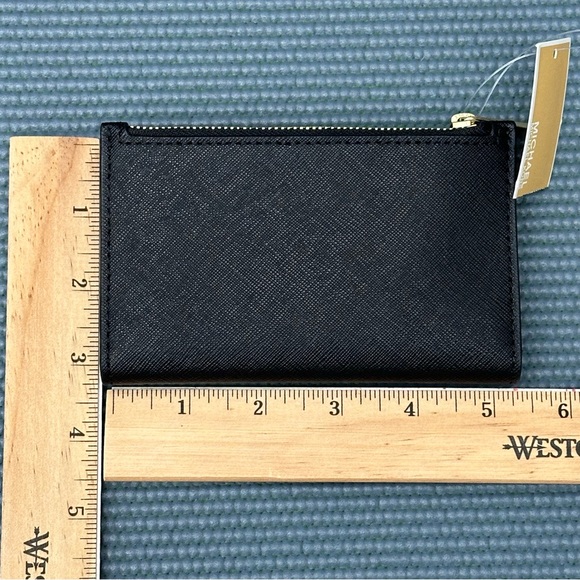 Michael Michael Kors Womens Small Zip Leather Wallet Card Case Jet Set Black NWT - Picture 12 of 17